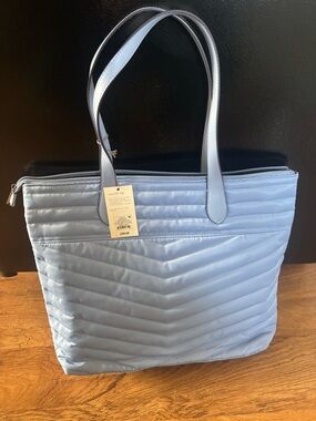 Light Blue Quilted Tote Bag - Unbranded